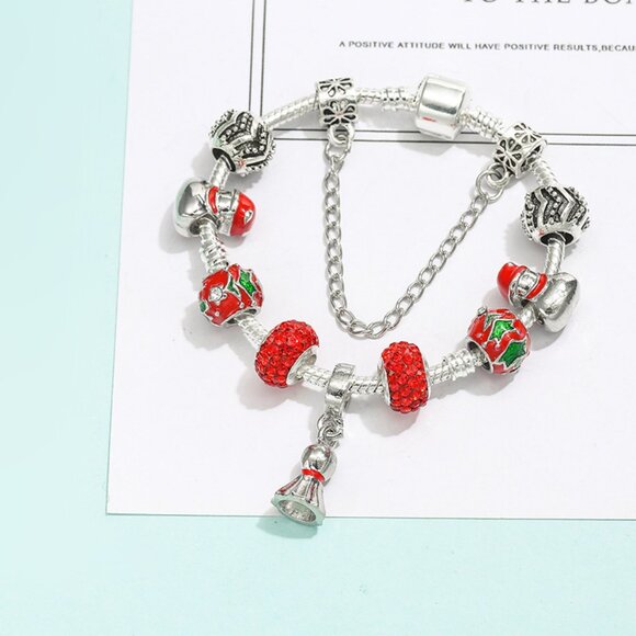 Christmas-style bracelet, red beaded bracelet - Picture 2 of 5
